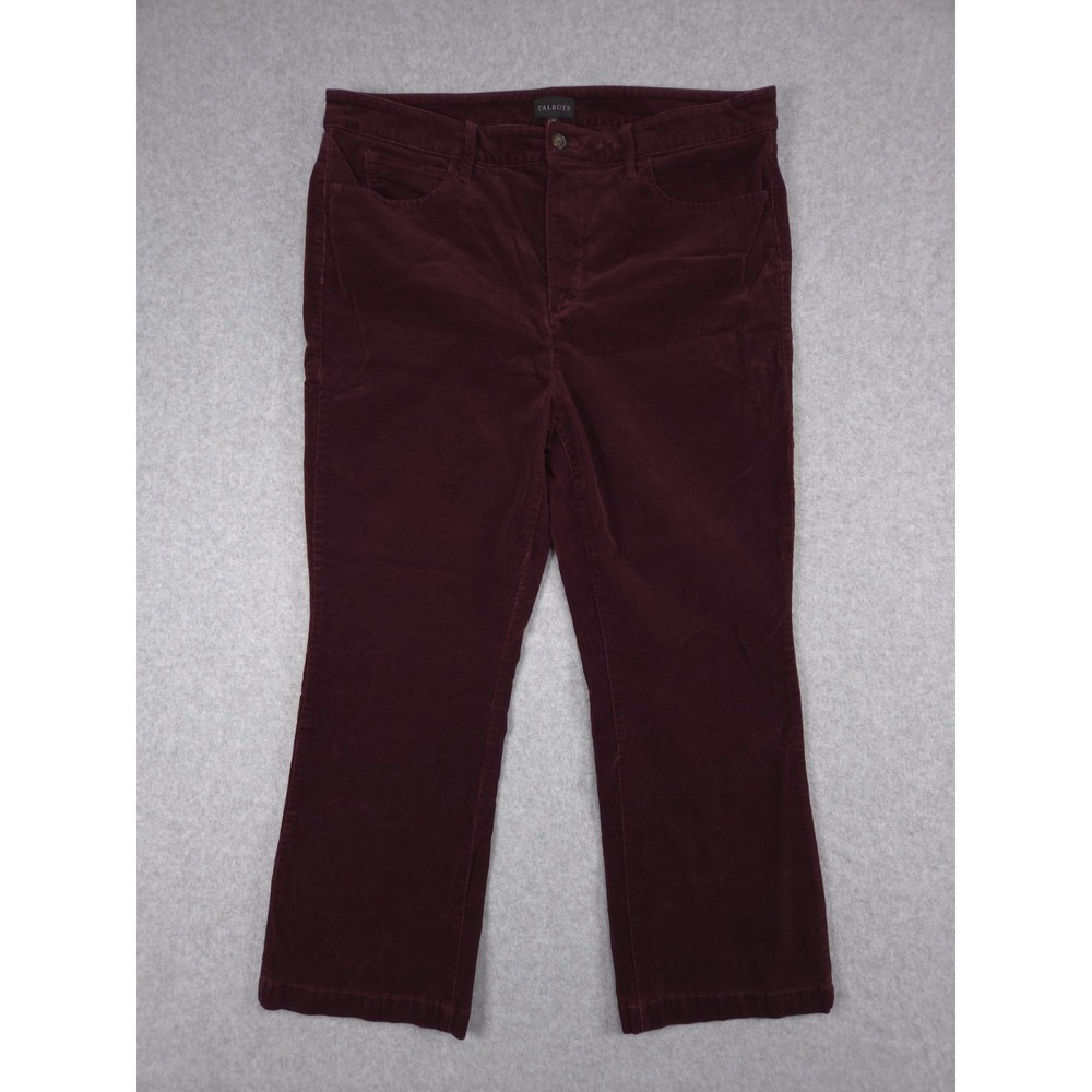 Talbots Womens Size 14 Dark Red Wine Burgundy Corduroy Straight Leg Pants